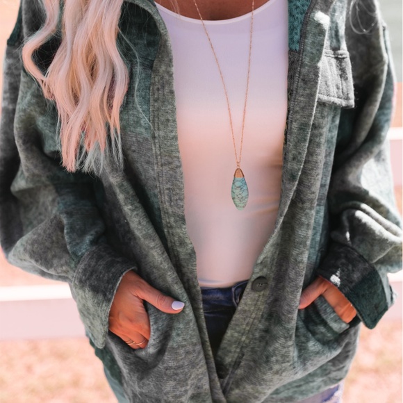 B103 Multicolor Brushed Plaid Pocketed Oversized Shacket - Picture 2 of 4